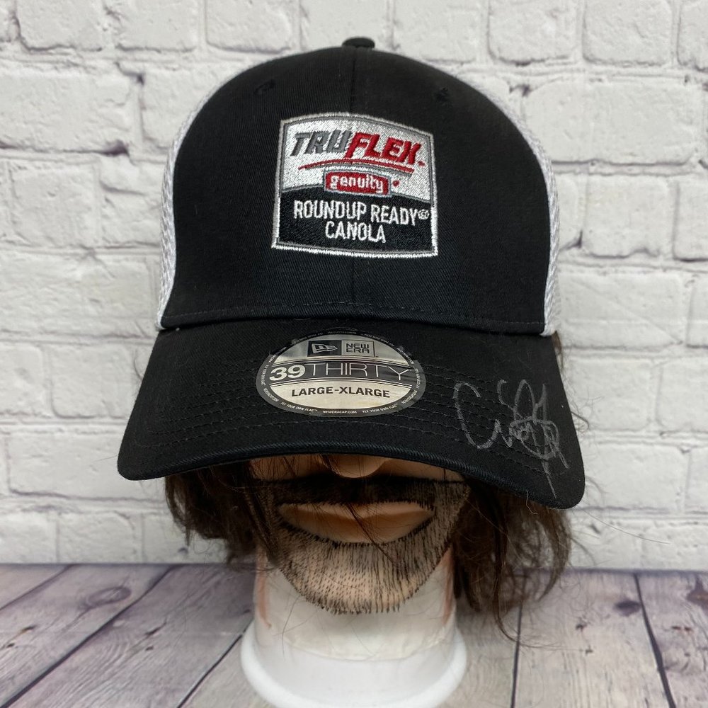 New Era Hat Cap Stretch Fit L-XL 39 Thirty Black White TRUFLEX GENULTY Canola